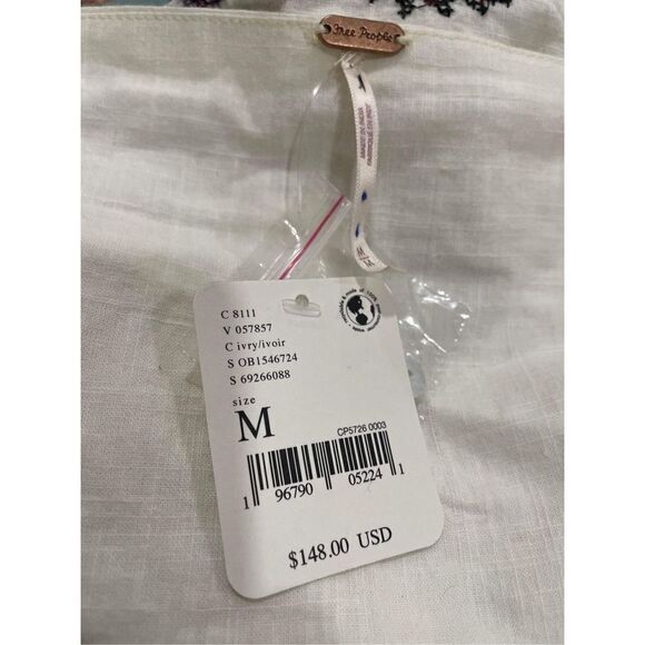 Free People Delia Embroidered Top Size M - Picture 5 of 5